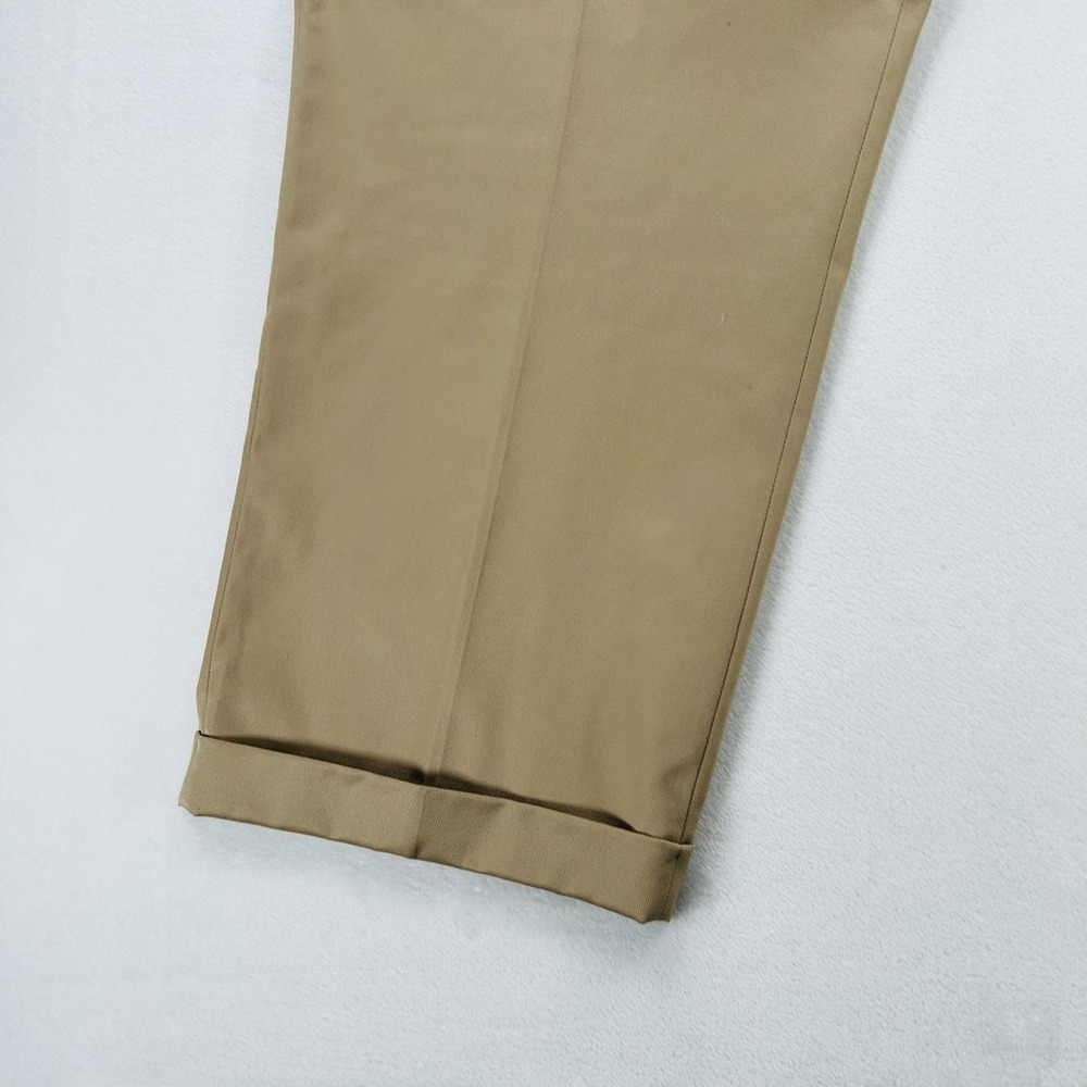 Lands' End Pants Mens 46 Long Khaki Traditional Fit Pleated Cuffed Chino Casual - Picture 14 of 16
